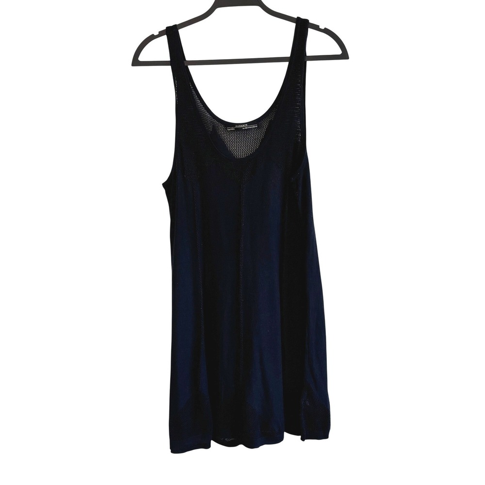 AllSaints Knit Tank Dress Navy‎ Blue Womens Size 10 Cotton Mesh Knit Mini Dress